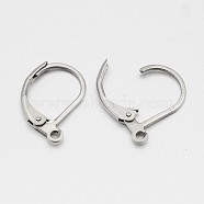 France Earring Hoop, 304 Stainless Steel, Leverback Hoop Earrings, Stainless Steel Color, 16x10x1.5mm, Hole: 1mm, Pin: 1mm(STAS-N060-02)
