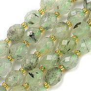 Natural Prehnite Beads Strands, Faceted, Oval, with Seed Beads, 8~9x6~8mm, Hole: 1~1.2mm, about 17~19pcs/strand, 7.09~7.87 inch(18~20cm)(G-N342-58)