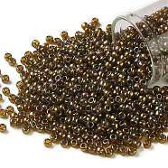 TOHO Round Seed Beads, Japanese Seed Beads, (459) Gold Luster Dark Topaz, 8/0, 3mm, Hole: 1mm, about 10000pcs/pound(SEED-TR08-0459)