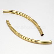 Curved Rack Plating Brass Tube Beads, Golden, 86~90x5mm, Hole: 4mm(KK-L104-01G)