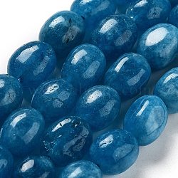 Natural Malaysia Jade Beads Strands, Oval, Dyed, Dodger Blue, 11~13x9~10x8.5~10mm, Hole: 1mm, about 16pcs/strand, 7.28~7.48 inch(18.5~19cm)(G-P528-N08-01)
