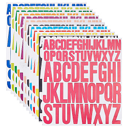 12 Sheets 12 Colors PVC Alphabet Decorative Stickers, Self-Adhesive Waterproof Decals with Capital Letter A~Z, Mixed Color, 221x196x0.1mm, Letter: 24~49x3.5~34mm, 1 sheet/color(DIY-CP0008-60)