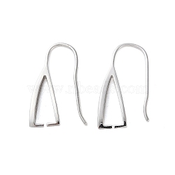 Rhomdium Plated 925 Sterling Silver Earring Hooks, Real Platinum Plated, 22x11x3mm, Pin: 1mm(STER-NH0001-71B-P)