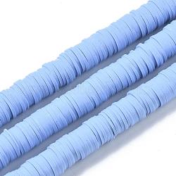 Flat Round Handmade Polymer Clay Beads, Disc Heishi Beads for Hawaiian Earring Bracelet Necklace Jewelry Making, Cornflower Blue, 10mm(CLAY-R067-10mm-32)