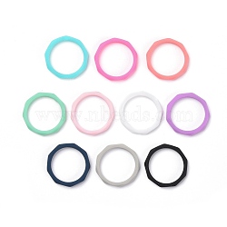 Silicone Finger Rings, Polygon, Mixed Color, US Size 8, Inner Diameter: 18mm, 10pcs/bag(RJEW-H547-04)