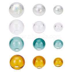 15Pcs 15 Styles Handmade Blown Glass Globe Beads, for DIY Clear Glass Bottle/Wind Chime Making, Round, Mixed Color, 6.5~10.5x5~10mm, Hole: 2~3.5mm, 1pc/style(GLAA-GO0001-10)