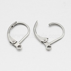 Tarnish Resistant France Earring Hoop, 304 Stainless Steel, Leverback Hoop Earrings, Stainless Steel Color, 16x10x1.5mm, Hole: 1mm, Pin: 1mm(STAS-N060-02)