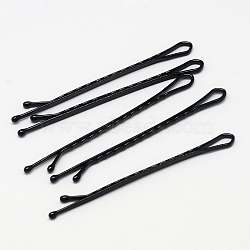 Black Baking Painted Iron Hair Bobby Pins Simple Hairpin, 49x2x1.5mm, 50pcs/board(PHAR-O002-03-01S)