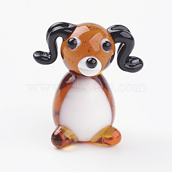 Handmade Lampwork Puppy Home Display Decorations, Sausage Dog/Dachshund, Colorful, 16x19x21mm(LAMP-J084-06)