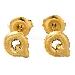 304 Stainless Steel Stud Earrings, Real 14K Gold Plated, Letter Q, 8x7mm(EJEW-I316-01G-Q)