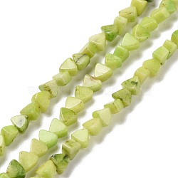 Natural Calcite Beads Strands, Dyed, Triangle, Green Yellow, 5.5x6x3.5mm, Hole: 0.8mm, about 81pcs/strand, 15.94 inch(40.5cm)(G-G852-01F)