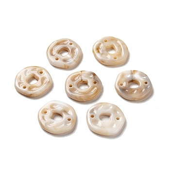 Opaque Acrylic Connector Charms, Flat Round Links, Tan, 29~30x5mm, Hole: 2mm, about 170pcs/500g