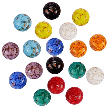 18Pcs 9 Colors Handmade Gold Sand Lampwork Beads, Inner Flower, Round, Mixed Color, 20x19mm, Hole: 2mm, 2pcs/color