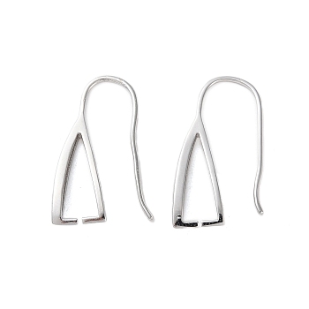 Rhomdium Plated 925 Sterling Silver Earring Hooks, Real Platinum Plated, 22x11x3mm, Pin: 1mm