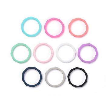 Silicone Finger Rings, Polygon, Mixed Color, US Size 8, Inner Diameter: 18mm, 10pcs/bag
