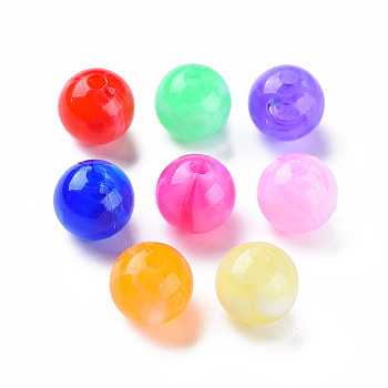 Acrylic Beads, Imitation Gemstone, Round, Mixed Color, 8mm, Hole: 1.8mm, about 2000pcs/500g