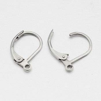 Tarnish Resistant France Earring Hoop, 304 Stainless Steel, Leverback Hoop Earrings, Stainless Steel Color, 16x10x1.5mm, Hole: 1mm, Pin: 1mm