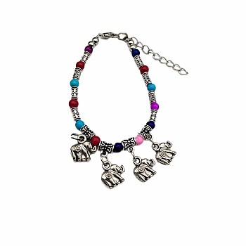 Hand woven ethnic style bracelet female retro bohemian color bell Tibetan hand string Xizang accessories, Random Color Beads
