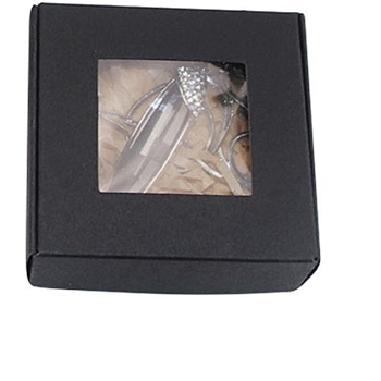 Square Paper Boxes with Clear Window, for Soap Packaging, Black, 7.5x7.5x3cm