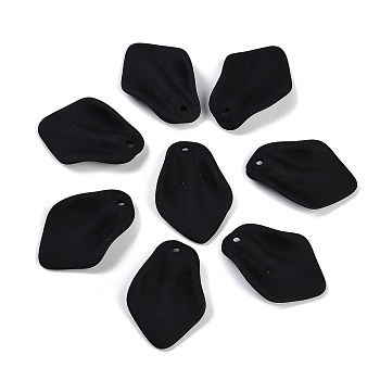 Spray Painted Acrylic Pendants, Pearlized, Petaline, Black, 25mm, about 10 pcs/set