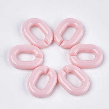 Acrylic Linking Rings, Quick Link Connectors, For Jewelry Chains Making, Oval, Pink, 19x14x4.5mm, Hole: 11x5.5mm