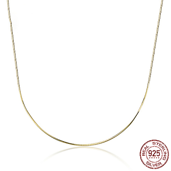 925 Sterling Silve Snake Chain Necklaces, Real 18K Gold Plated, 15.75 inch(40cm)
