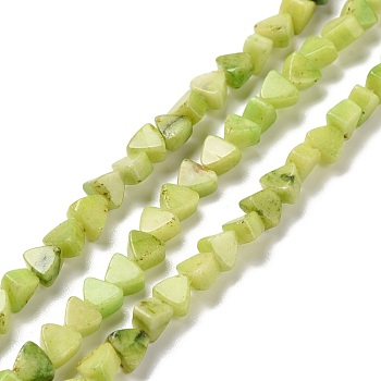 Natural Calcite Beads Strands, Dyed, Triangle, Green Yellow, 5.5x6x3.5mm, Hole: 0.8mm, about 81pcs/strand, 15.94 inch(40.5cm)