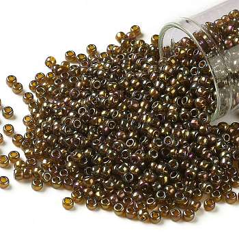 TOHO Round Seed Beads, Japanese Seed Beads, (459) Gold Luster Dark Topaz, 8/0, 3mm, Hole: 1mm, about 10000pcs/pound
