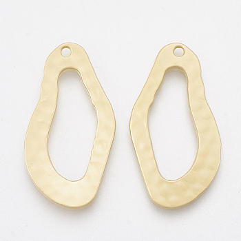 Smooth Surface Alloy Pendants, Matte Gold Color, 31.5x17x2mm, Hole: 1.5mm
