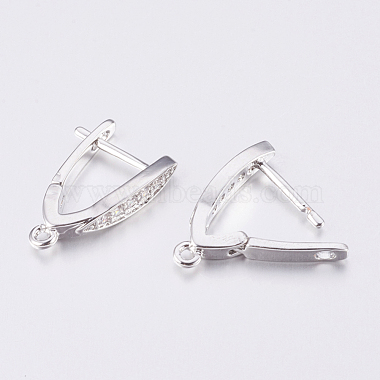 Brass Micro Pave Cubic Zirconia Hoop Earring Findings with Latch Back Closure(ZIRC-K075-30P)-3