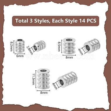 42Pcs 3 Style 303 Stainless Steel Beads(STAS-UN0055-45)-3