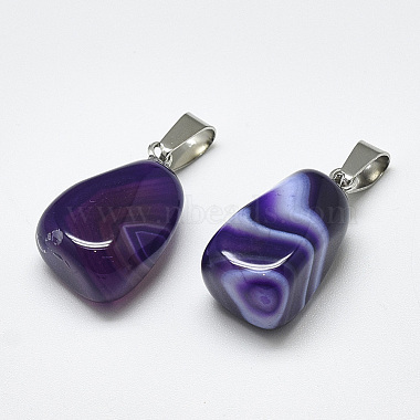 Natural Banded Agate/Striped Agate Pendants(G-T122-20C)-2
