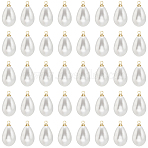 50Pcs ABS Plastic Imitation Pearl Pendants, with Brass Findings, Drop, Real 18K Gold Plated, 17.5x10x10mm, Hole: 1.6mm(KK-SC0007-21)