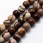 Natural Zebra Jasper Beads Strands, Round, 6mm, Hole: 0.8mm, about 63pcs/strand,  14.76 inch(37.5cm)(X-G-I199-10-6mm)