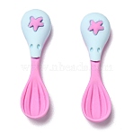 Resin Cabochons, Two Tone, Spoon with Star, Hot Pink, 33x9x7mm(CRES-P013-B05)