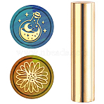 Brass Stamp Head, For Wax Seal Stamp, Golden, Flower Pattern, 60x15mm(DIY-WH0308-06O)