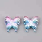 Transparent Acrylic Beads, Bead in Bead, Butterfly, Light Sky Blue, 30x29.5x10.5mm, Hole: 2mm(MACR-WH0010-45)