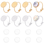 8Pcs 2 Colors 304 Stainless Steel Open Cuff Ring Component, Ring Settings, Flat Round, 8Pcs Transparent Glass Cabochons, Real Gold Plated & Stainless Steel Color, US Size 7 3/4(17.9mm), Tray: 10mm(STAS-BBC0010-40)