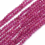 Lab Grown Red Corundum Beads Strands, Faceted, Round, 2mm, Hole: 0.5mm, about 165pcs/strand, 15.35 inch(39cm)(G-E411-40-2mm-1)