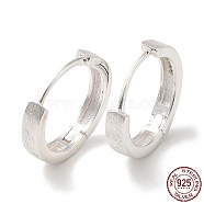 999 Sterling Silver Hoop Earrings for Women, with 999 Stamp, Silver, 14x2.5mm(EJEW-G372-01S)