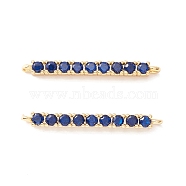Rack Plating Brass Micro Pave Cubic Zirconia Connestor Charms, Long-Lasting Plated, Real 18K Gold Plated, Cadmium Free & Nickel Free & Lead Free, Strip, Marine Blue, 24x2x2.5mm, Hole: 1mm(X-KK-D073-03G-04-NR)