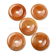 Natural Red Aventurine Pendants, Donut/Pi Disc Charms, 50x6.5~7.5mm, Hole: 10mm(G-P532-01A-10)
