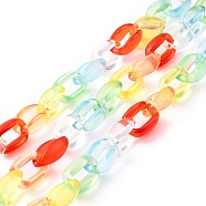Handmade Transparent Acrylic Cable Chains, Colorful, Links: 16x11x5mm, about 39.37 inch(1m)/strand(AJEW-JB00984)