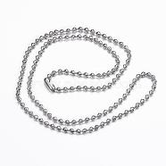 304 Stainless Steel Chain Necklaces, Stainless Steel Color, 23.62 inch(60cm), 3mm(NJEW-H445-13P)