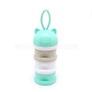 PP Plastic Pet Portable Three Layer Snacks Box, Water Drinking Bottle Outdoor, with Silicone, Turquoise, 25x7.5cm(AJEW-WH0126-75C)