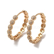 Brass Cubic Zirconia Hoop Earrings for Women, Flat Round, Light Gold, 26.5x4mm(EJEW-M238-03KCG)
