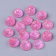 Transparent Epoxy Resin Cabochons, Imitation Jelly Style, with Sequins/Paillette, Shell Shape, Hot Pink, 12.5x11.5x9.5mm(CRES-T020-01C)
