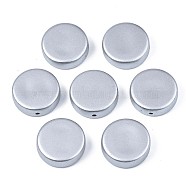 Spray Painted Acrylic Beads, Rubberized Style, Flat Round, Silver, 21.5~22x7mm, Hole: 2mm, about 320pcs/1000g(ACRP-S666-18L)