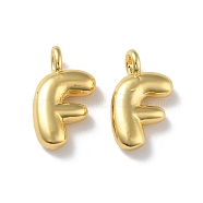 Brass Pendants, Real 18K Gold Plated, Letter F, 19.5x11.5x4.5mm, Hole: 3.4mm(KK-A199-01G-F)