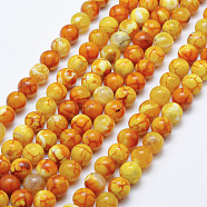 Natural Crackle Agate Beads Strands, Dyed & Heated, Round, 8mm, Hole: 1mm, about 47~48pcs/strand, 15.3 inch(39cm)(X-G-K203-88-8mm)